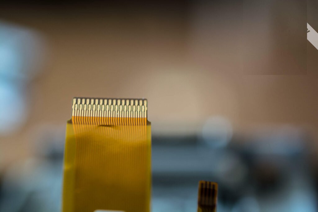 Flat Ribbon Cable on a Blurred Background.
